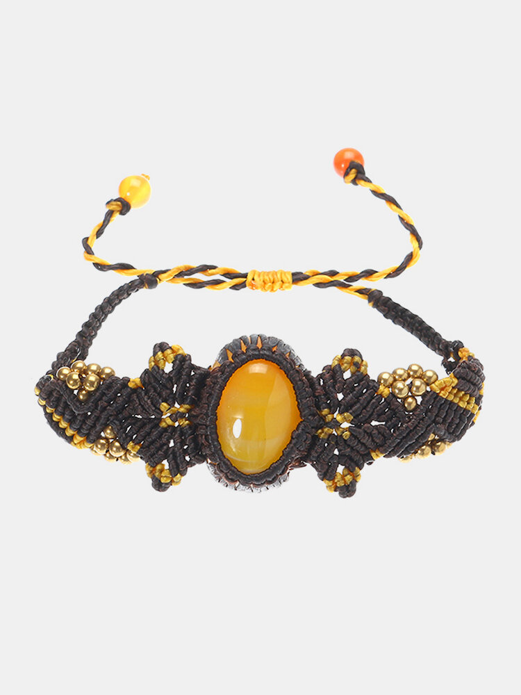 Women's Ethnic Bracelet Retro Agate Weave Rope Bracelet
