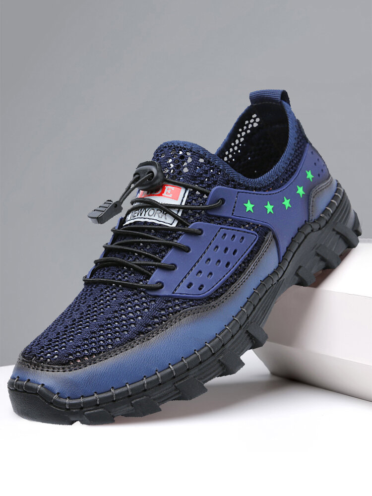 Men Knitted Fabric Breathable Outdoor Sport Casual Walking Shoes