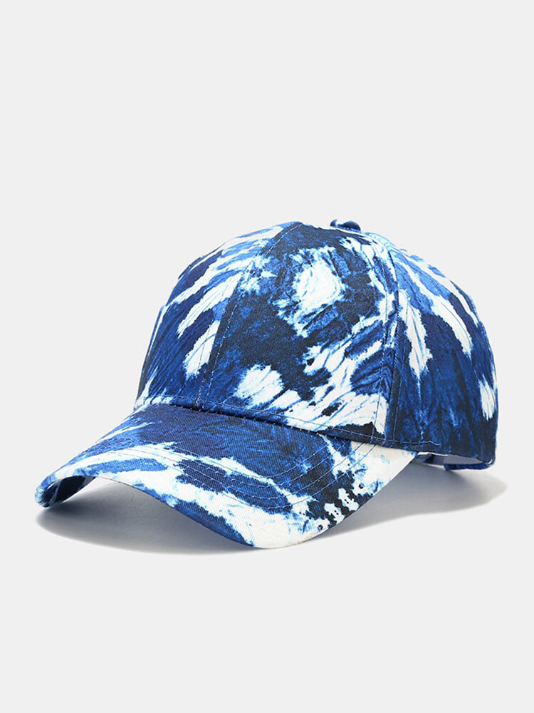 Unisex Cotton Topstitched Colorful Tie-dye Soft Top Adjustable Casual Sunshade Baseball Caps