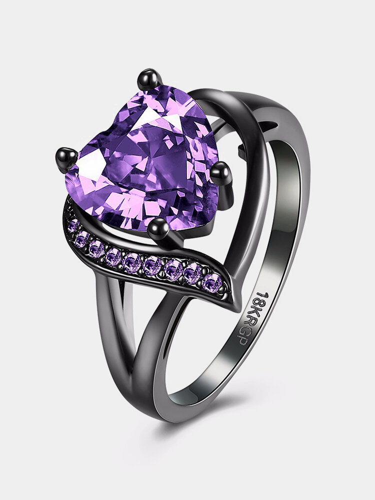 INALIS Wedding Women Ring Copper Heart Zircon Rhinestone Ring