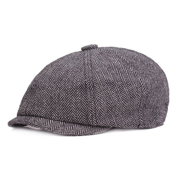 

Men Vintage Octagonal Cotton Newsboy Beret Cap Travel Handsome Plaid Casual Hat, Dark grey;light grey;khaki