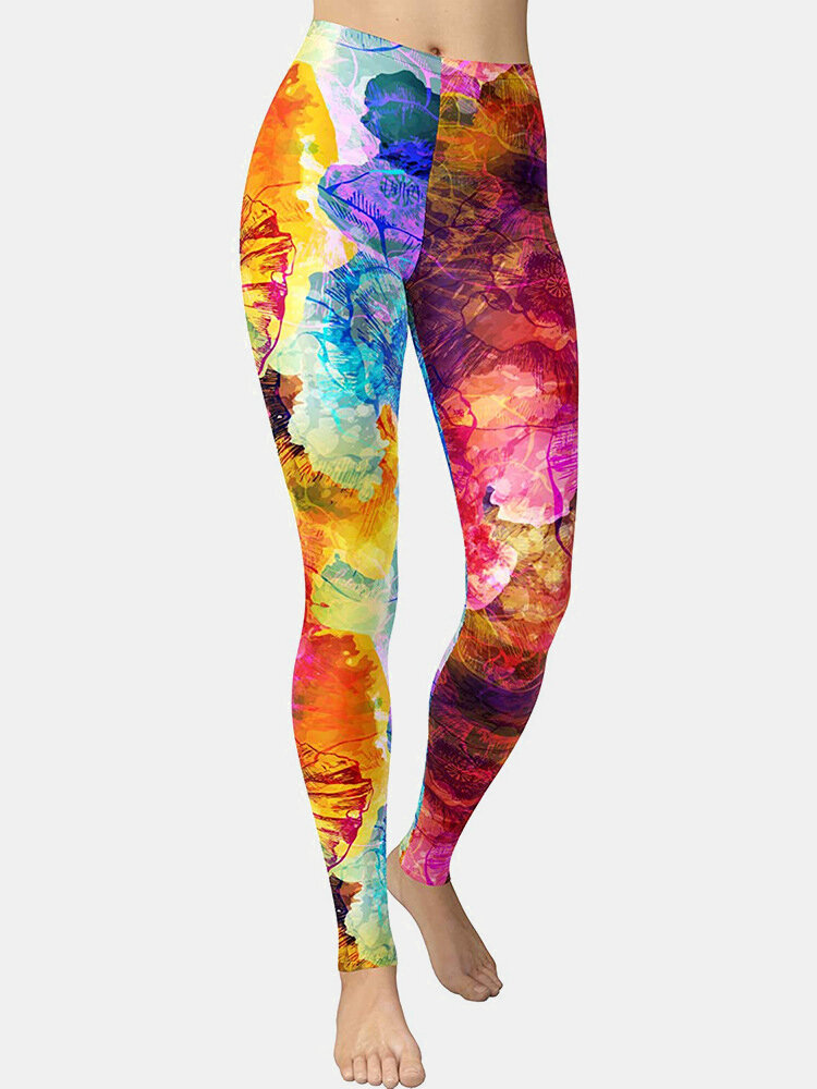 

Colorful Tie Dye Sports Yoga Leggings, Rainbow
