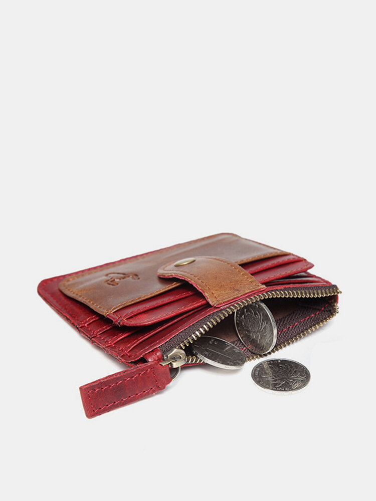 RFID Man Antimagnetic Genuine Leather Coin Bag 6 Card Slots  Wallet