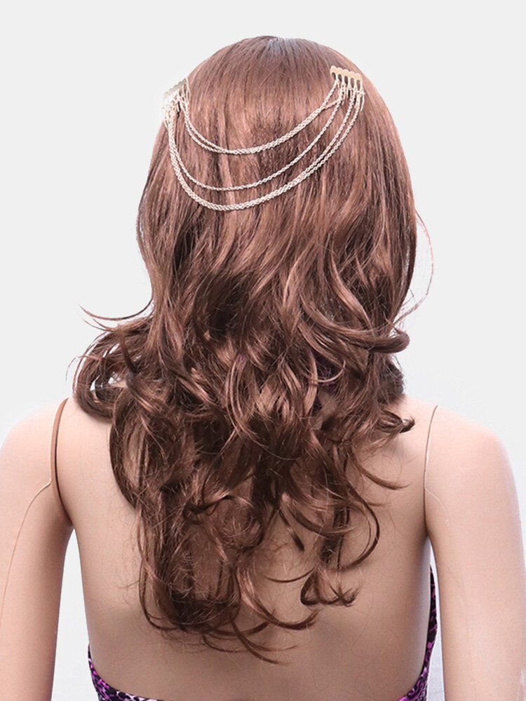 Trendy Metal Tassel Chain Headwear Elegant Long Chain Hair Comb Hair Accessories