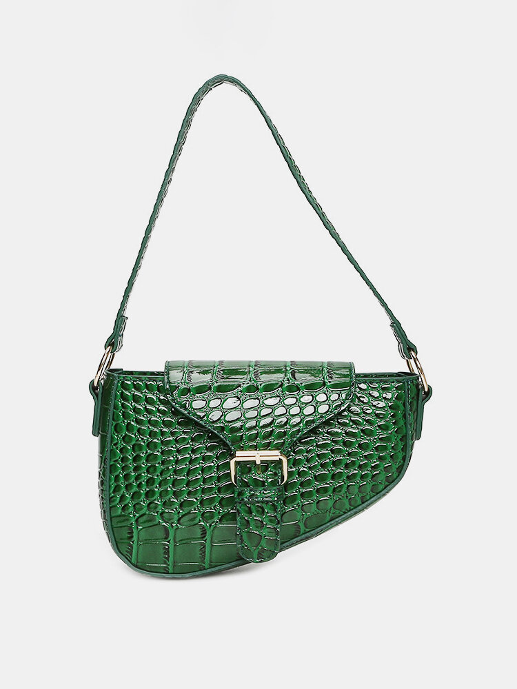 

Women PU Leather Alligator Pattern Prints Shoulder Bag Handbag, Green;blue;black