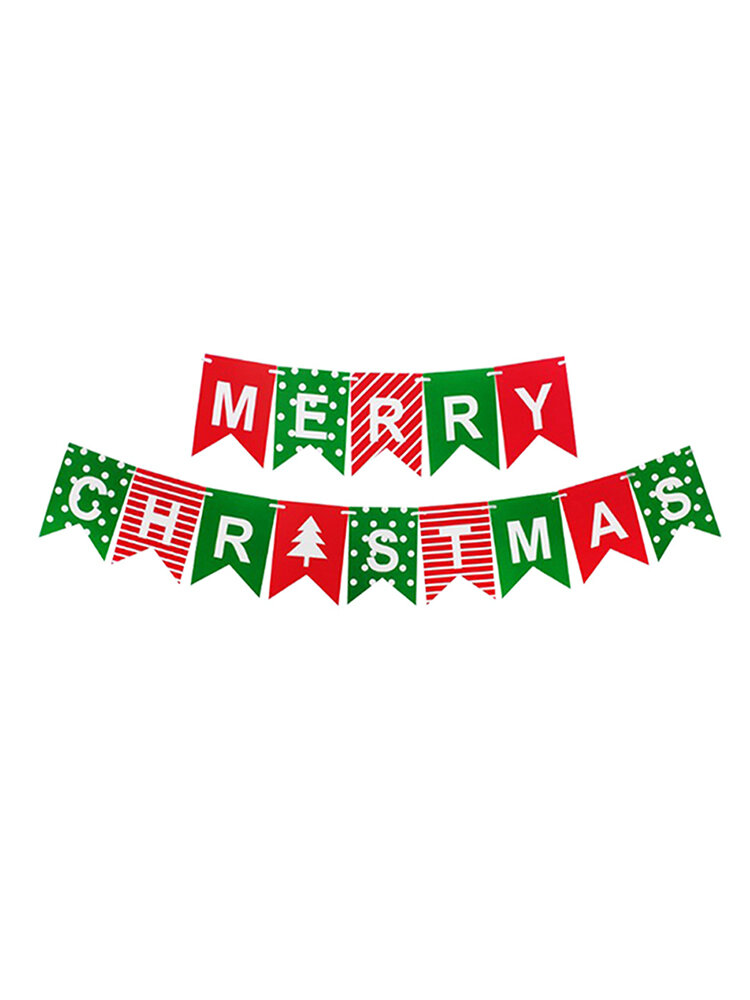 1Set Merry Christmas Letters Banner Hanging Swallowtail Pull Flag Christmas Party Supplies Paper