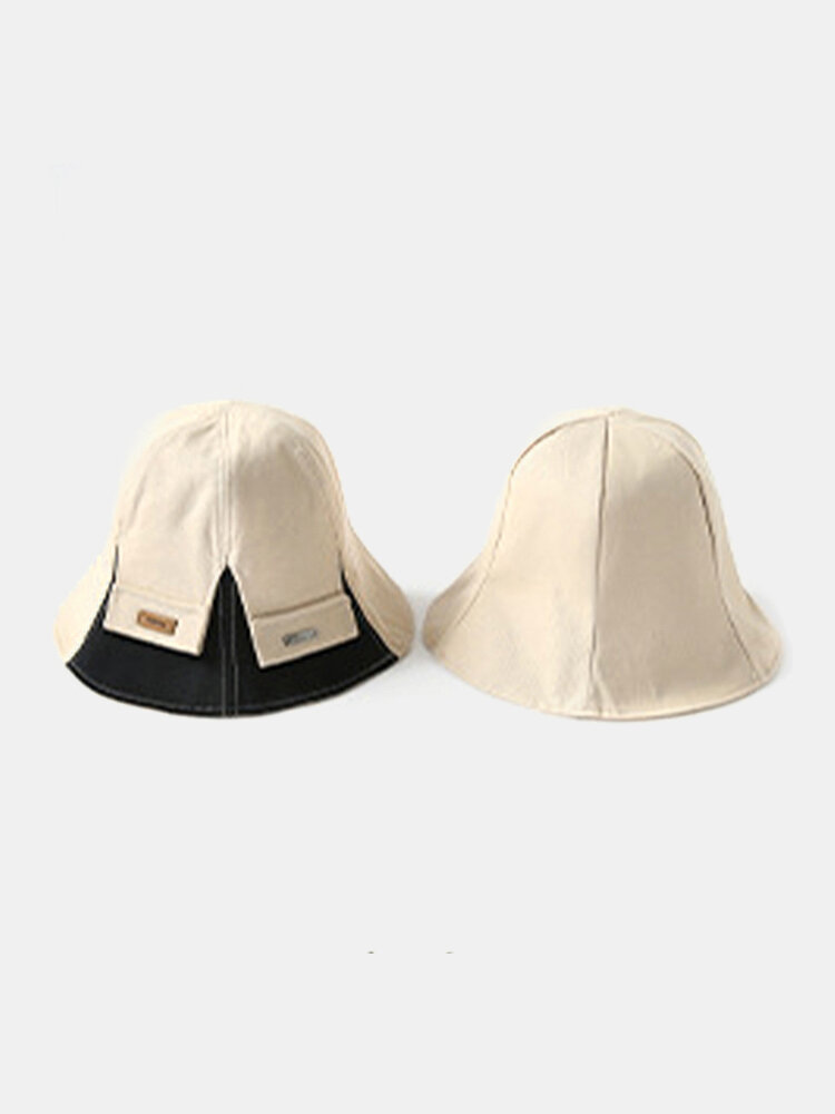 Unisex Cotton Patchwork Contrast Color Double-sided Wearable Bucket Hat
