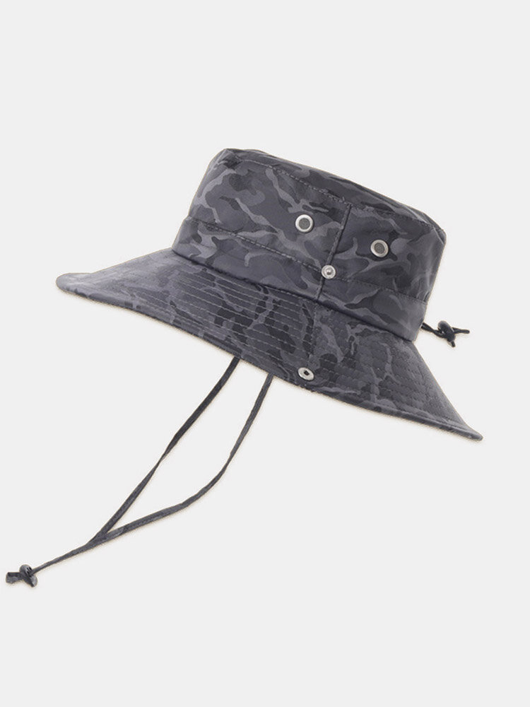Men Polyester Cotton Camouflage Pattern Outdoor Sunshade Breathable Bucket Hat