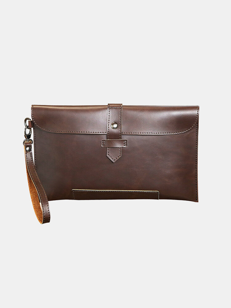 

Men PU Leather Briefcases Splashproof Clutch Bags Clip Bag, Black;coffee