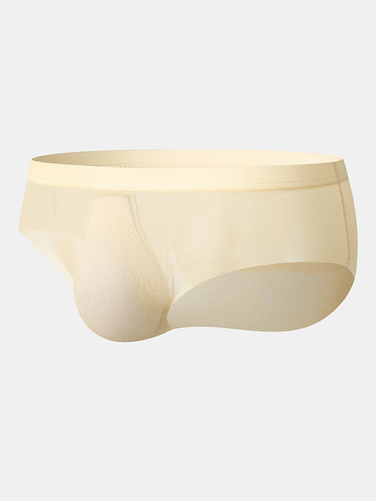 Mesh Sexy See-Through Briefs Breathable Solid Color U Convex Underpants