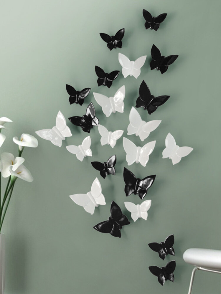 4 colores 3D mariposa de resina para cartel de pared decoración del hogar TV fondo de pared decoración de pared pegatinas de resina Artware