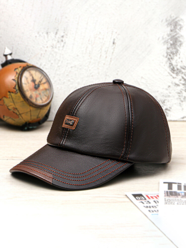 Men PU Leather Vintage Baseball Cap Casual Outdoor Adjustable Warm lightness Hats