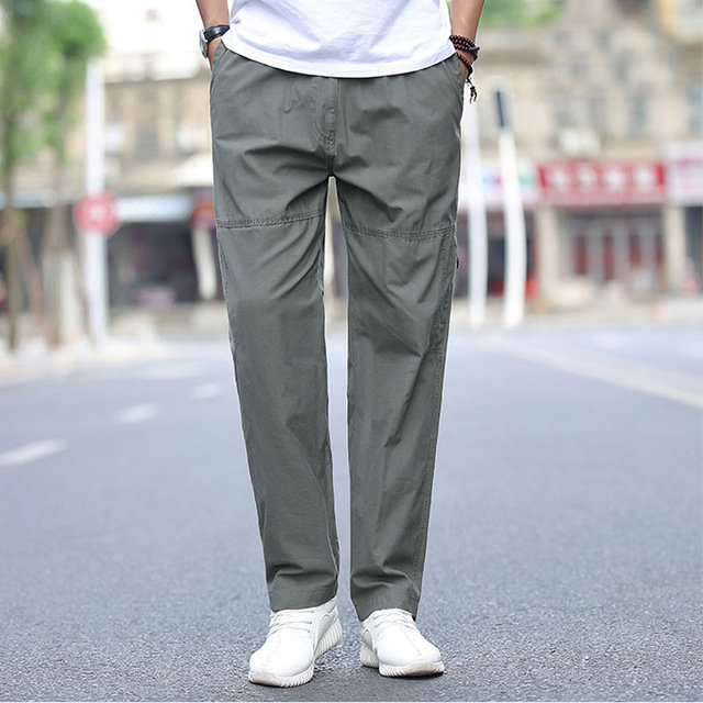 Men's Casual Pants New Men's Cotton Straight Casual Long Pants Middle-aged Large Size Loose Men's Trousers