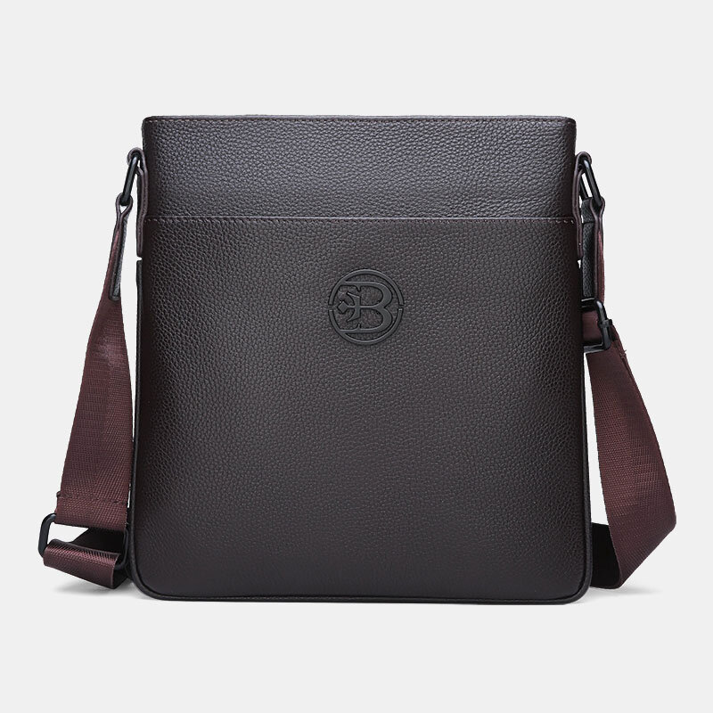 

Men Genuine Leather First Layer Leather Casual Business Shoulder Bag Crosssbody Bag Briefcase, Black;brown