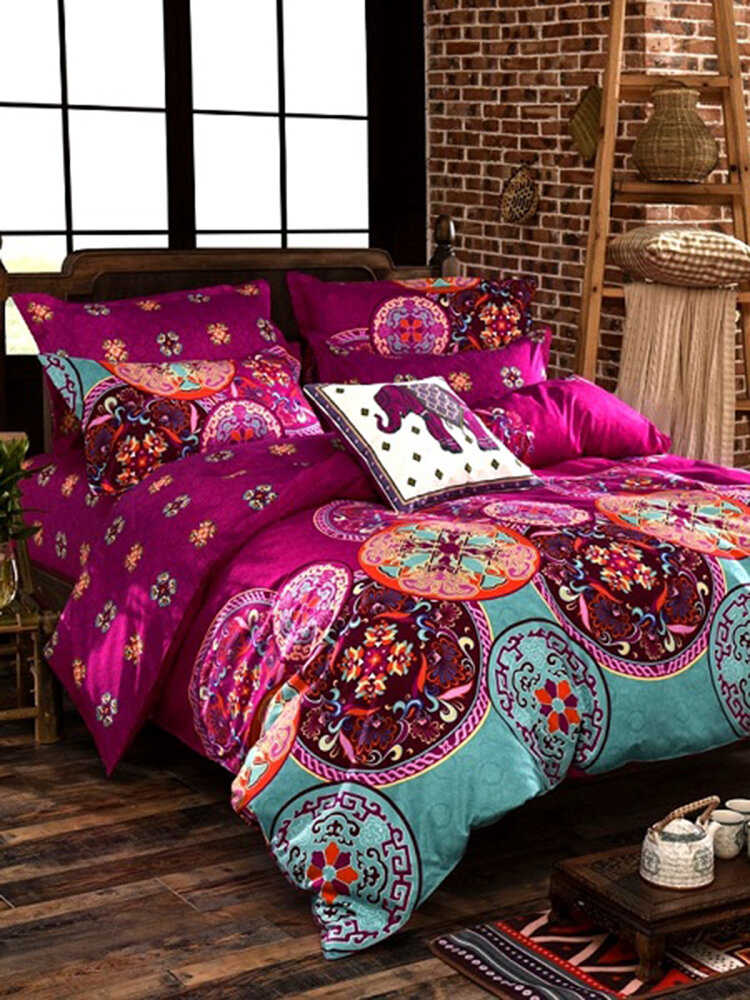 

4Pcs Oriental Mandala Polyester Twin Full Queen Size Bedding Pillowcases Quilt Duvet Cover Set
