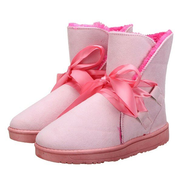 Candy Color Two Way Wearing Flat Ankle Bowknot Snow Boots