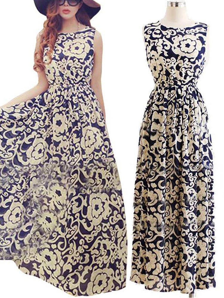 Printed Sleeveless Bohemia Maxi Dresses