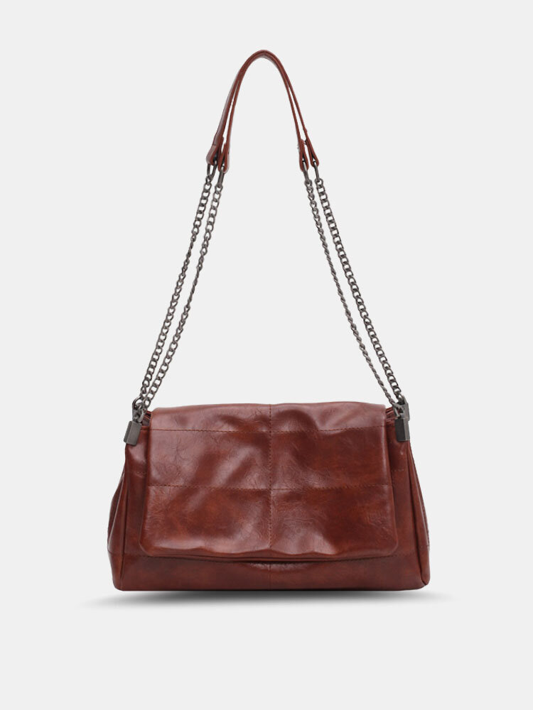 Women Faux Leather Chain Design Large Capacity Messenger Bag Crossbody Bag Shoulder Bag