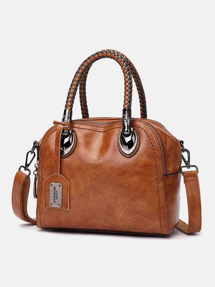 Women Vintage PU leather Large Capacity Crossbody Bag Shoulder Bag Handbag