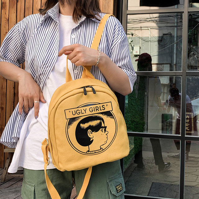 New Ins Canvas Shoulder Bag Vintage Sense Girl Bag College Wind Campus Student Small Backpack