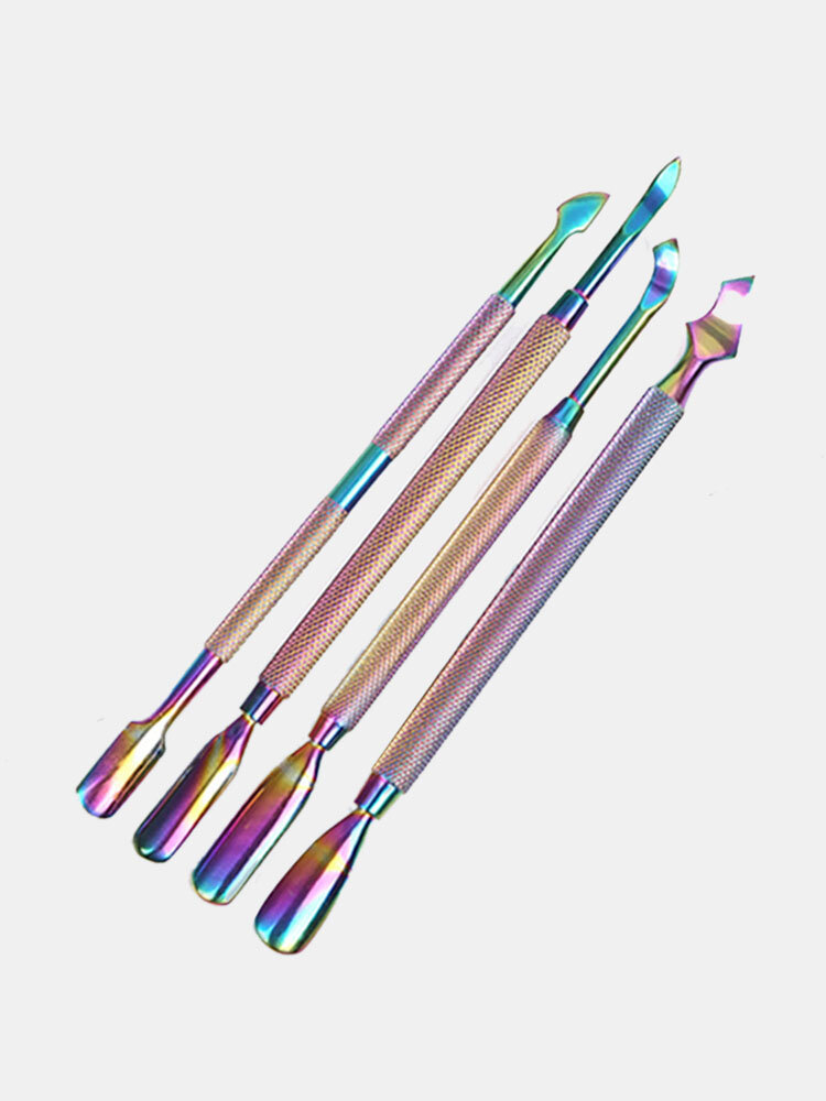 Nail Art Pusher Colorful Stainless Steel Dead Skin Nail Polish Gel Removal Tool Nail Art Tools