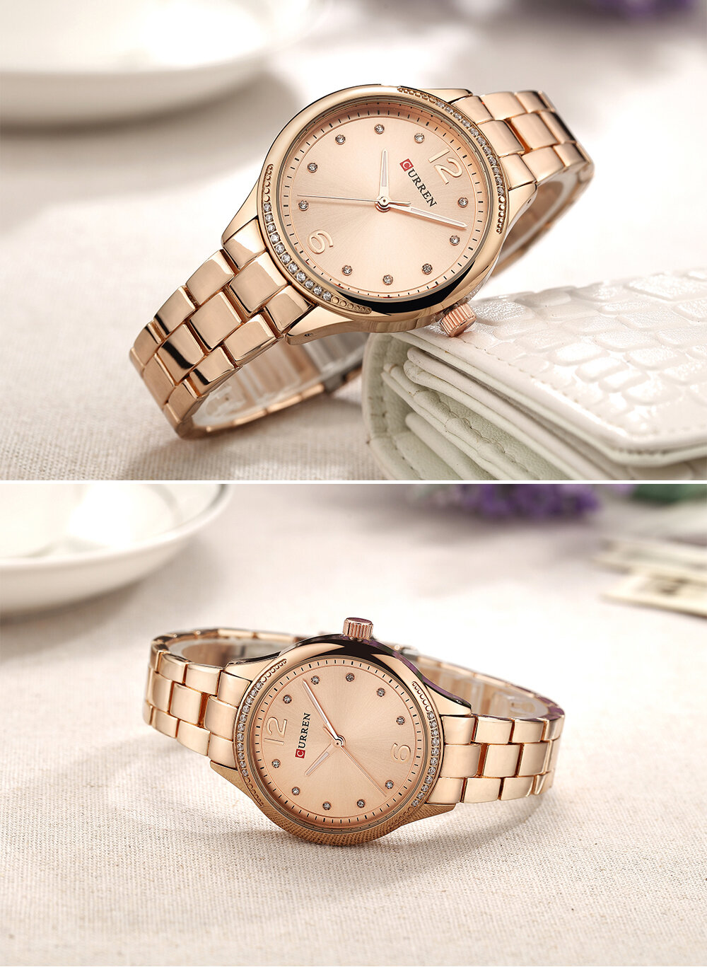 Casual Quartz Wrist Watch Stainless Steel Band Round Dial Simple Numerical Watches for Women