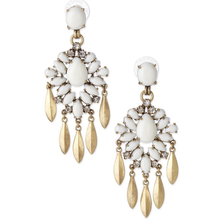 

Bohemian White Gem Drop Earrings Snow Flower Tassels Earrings Alloy Acrylic Women Earrings