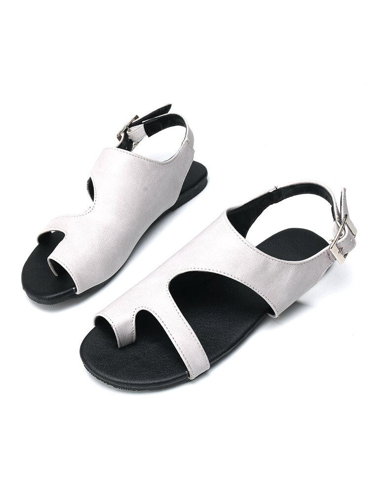 Sandálias planas femininas com clipe casual de tamanho plus size oco Black
