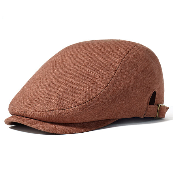 

Men Flax Cotton Solid Beret Caps Casual Outdoor Winter Warm Windproof Duck Hats Adjustable Movie Cap, Khaki;black;coffee