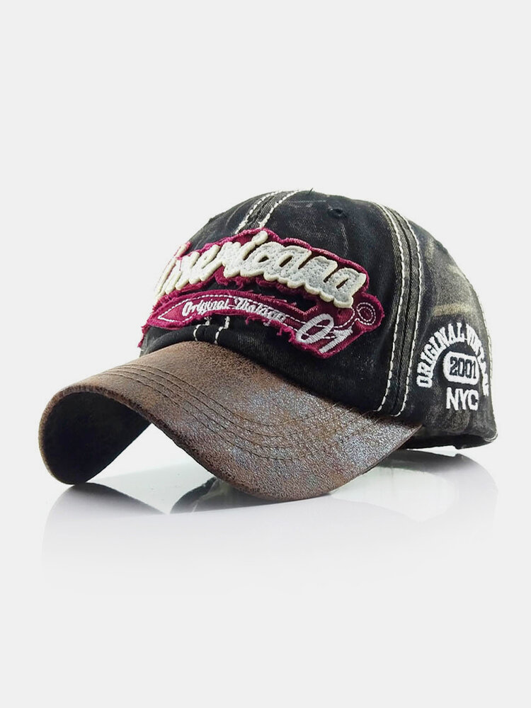 Men Made-old Cotton Letter Embroidery Patchwork Casual Sport Sunshade Baseball Hat
