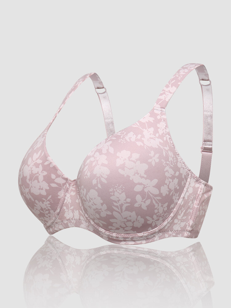 Women Floral Printed Plus Size Full Coverage Lightly Lined Bras