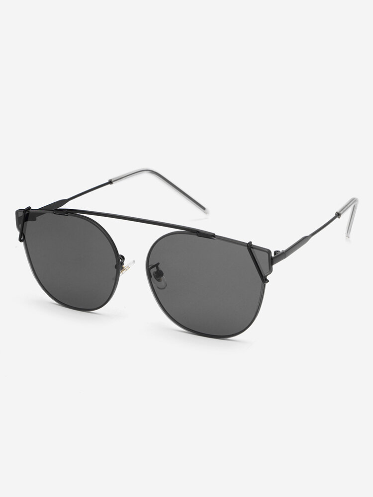 Unisex Metal Full Cat Eye Frame PC Lens Anti-UV Outdoor Sunshade Fashion Sunglasses