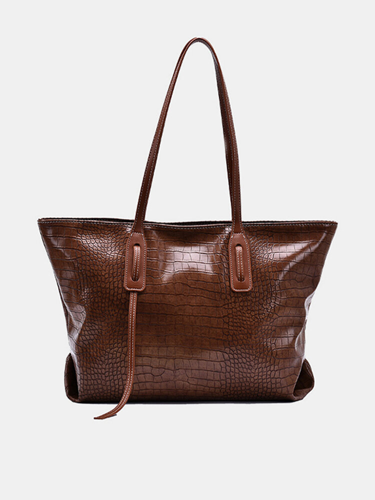 Women Alligator Large Capacity Handbag Shoulder Bag Tote