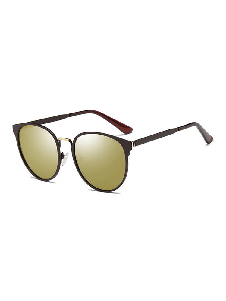 Men Women Metal Frame HD Polarized Round Sunglasses Driving Anti-UV400 Multi-colorGlasses