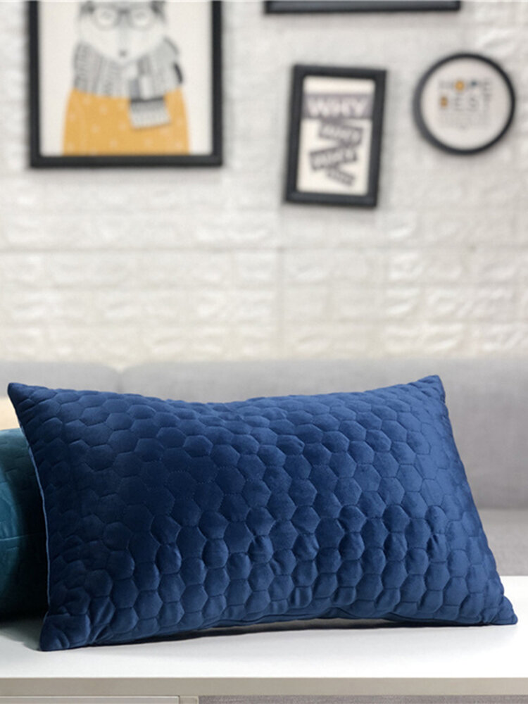 

Dutch Velvet Hexagon Embossed Pillowcase Sofa Home Office Cushion Cover Long Waist Pillowcase, Wine red;dark blue;blue;khaki;black