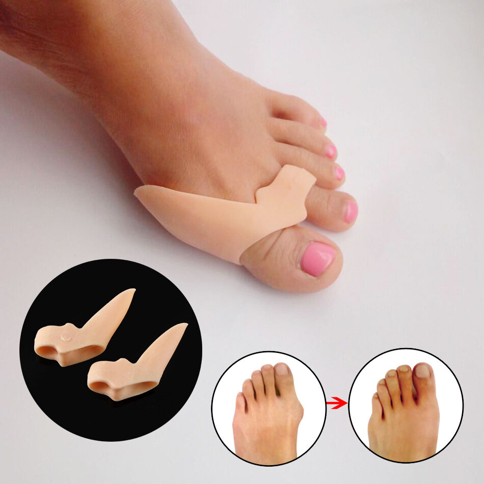 

Thumb Valgus Correction Protector Silicone Gel Toe Separator Bunion Adjuster Foot Care, Skin color;white