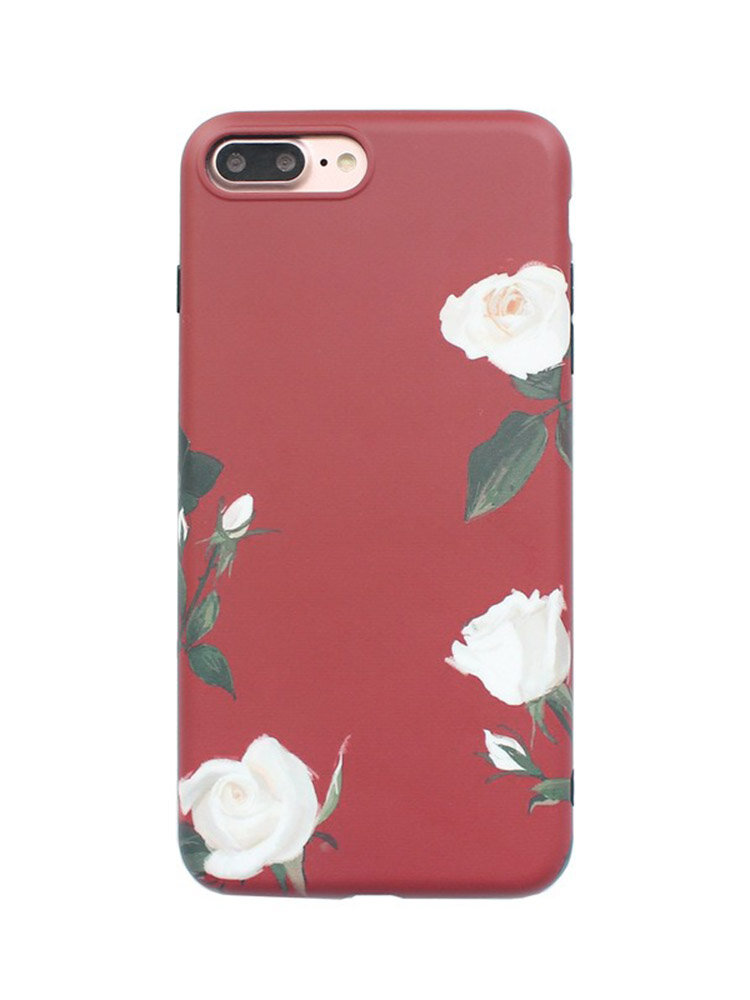 Women Simple White Rose Style Phone Case Back Cover Anti-fall For iPhone