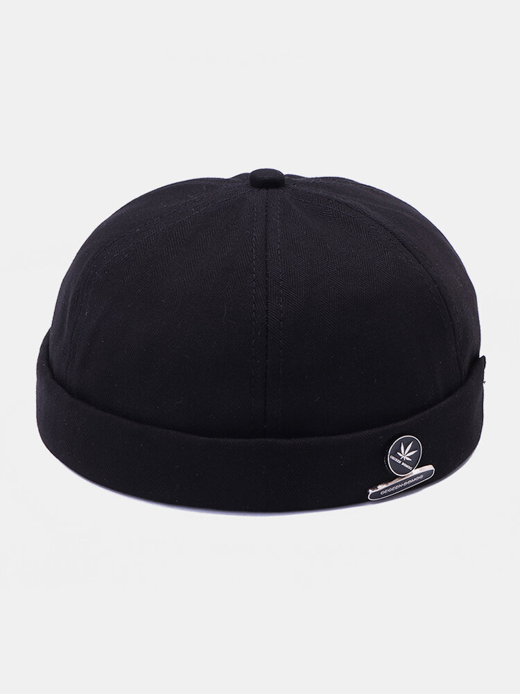 Men & Women Adjustable Solid Cotton Brimless Hat Retro Outdoor Casual Travel Crimping Bucket Cap