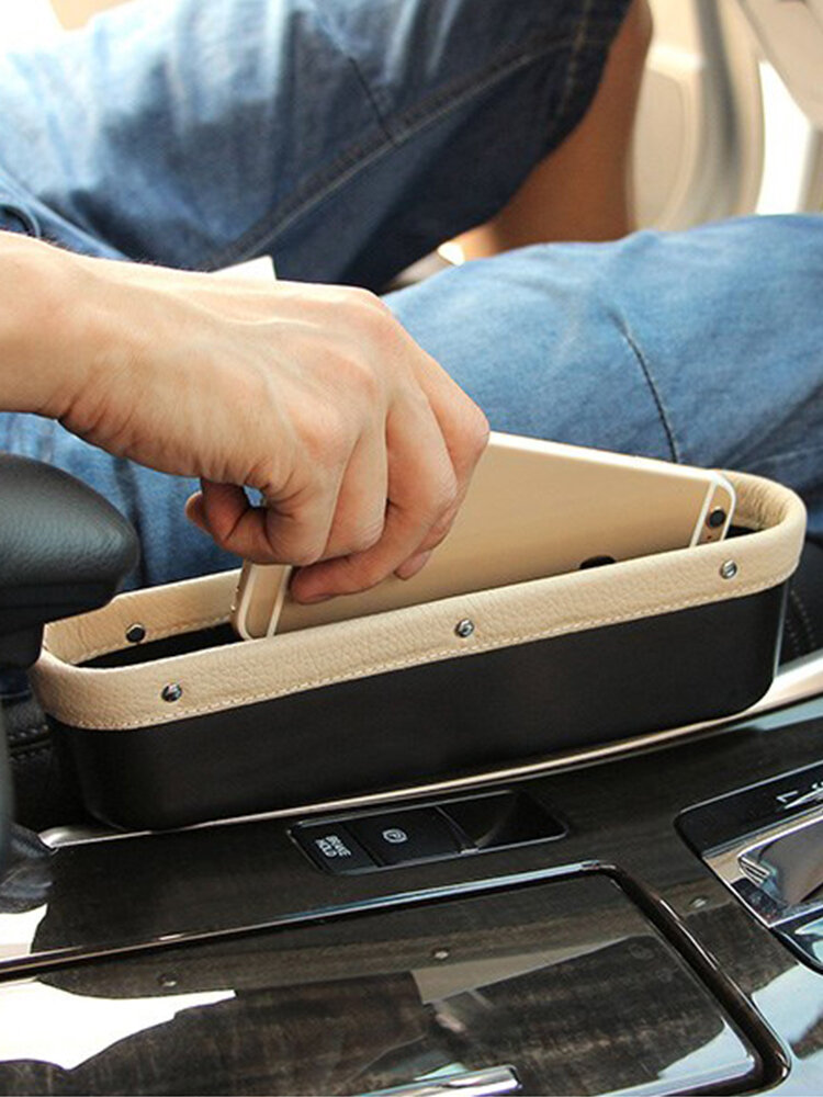 Leather Car Seat Storage Box Auto Seat Gap Pocket Organizer For Phone Card Cigarettes Storage