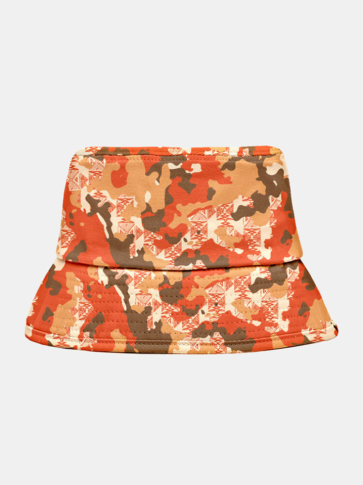 Unisex Polyester Cotton Overlay Bright Camouflage Print Outdoor Sunshade Fashion Bucket Hat