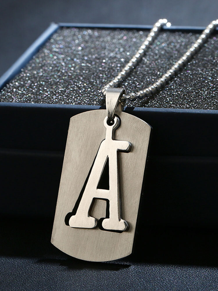 Trendy Simple Geometric-shaped Hollow Letter Pendant Round Bead Chain 3 Wearing Methods Stainless Steel Necklace