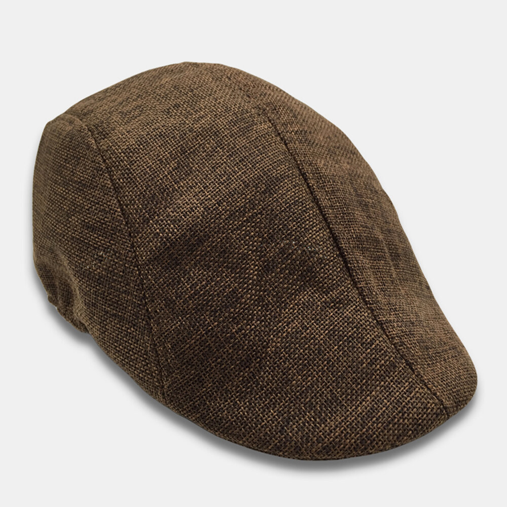 

Mens Breathable Painter Beret Caps Casual Outdoor Visor Forward Hat, Khaki;brown;beige;red;navy;blue