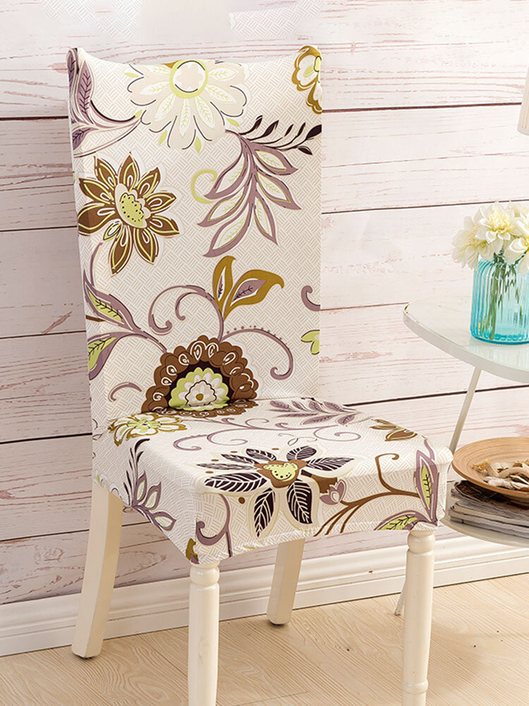 One-piece Waterproof Flowers Prints Elastic Stretch Chair Cover Universal Size Slipcovers Seat Cover For Dining Room Banquet Hotel