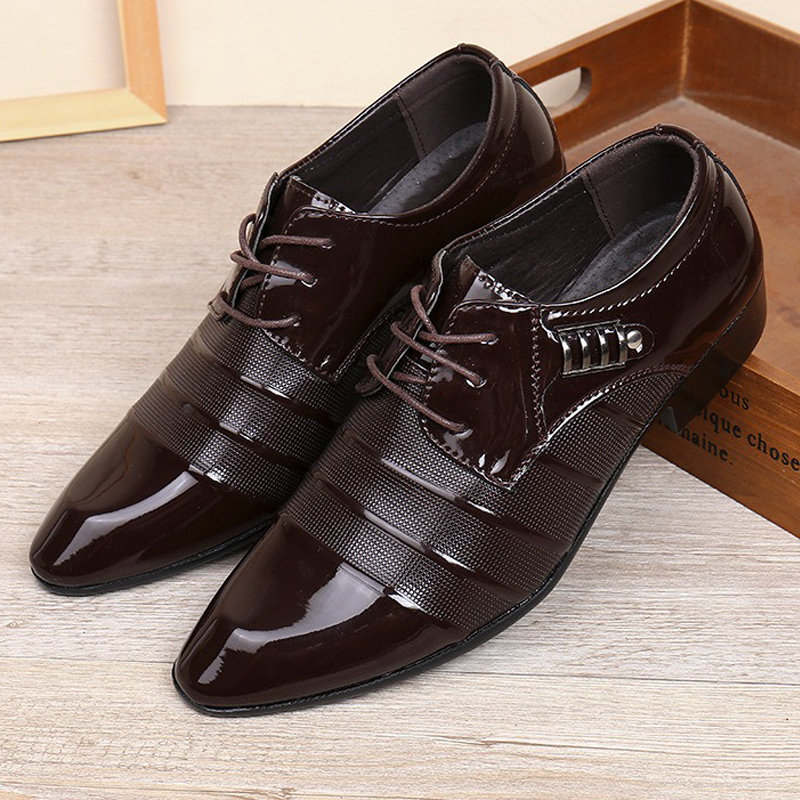 Men Stylish Leather Slip Resistant Metal Decoration Formal Dress Shoes ...
