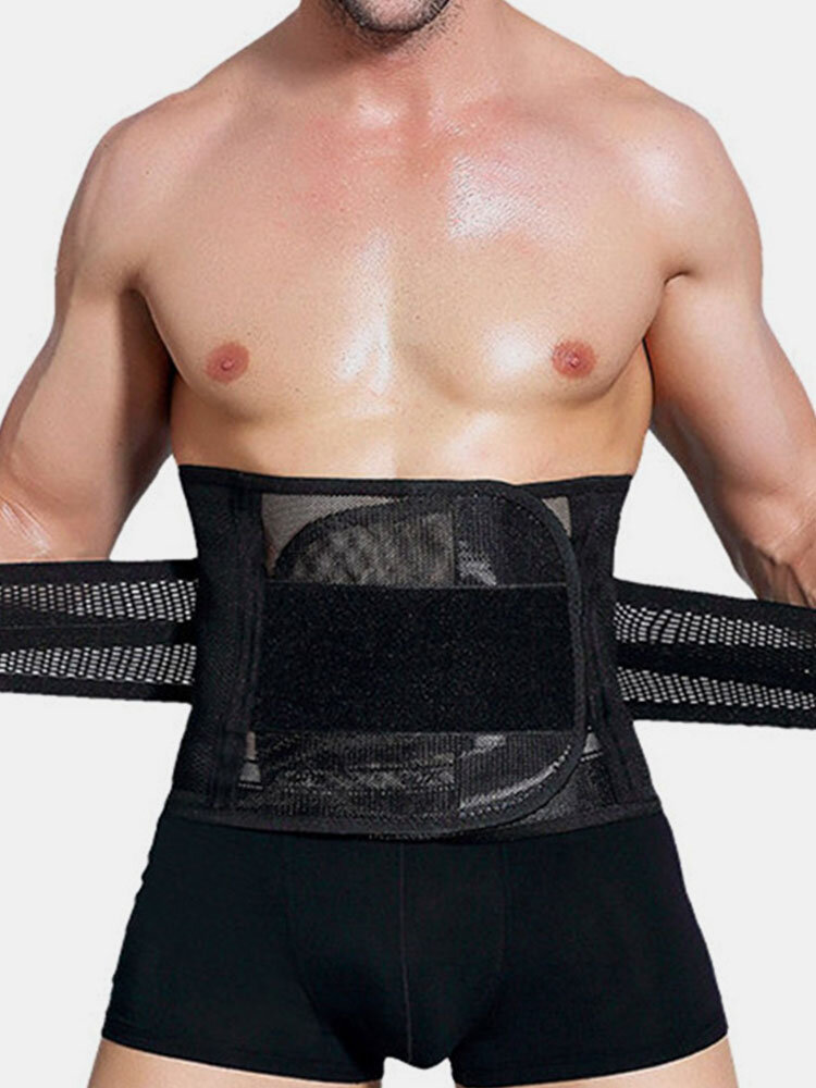 

Men's Adjustable Waist Support High Elasticity Breathable Sport Fitness Body Shaper Belly Belt, Nude;black