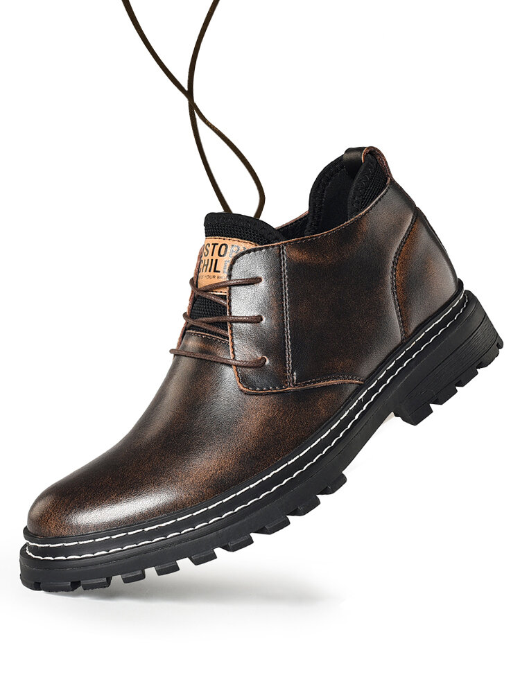 Men Outdoor Work Style Non-slip Lace Up Leather Ankle Boots