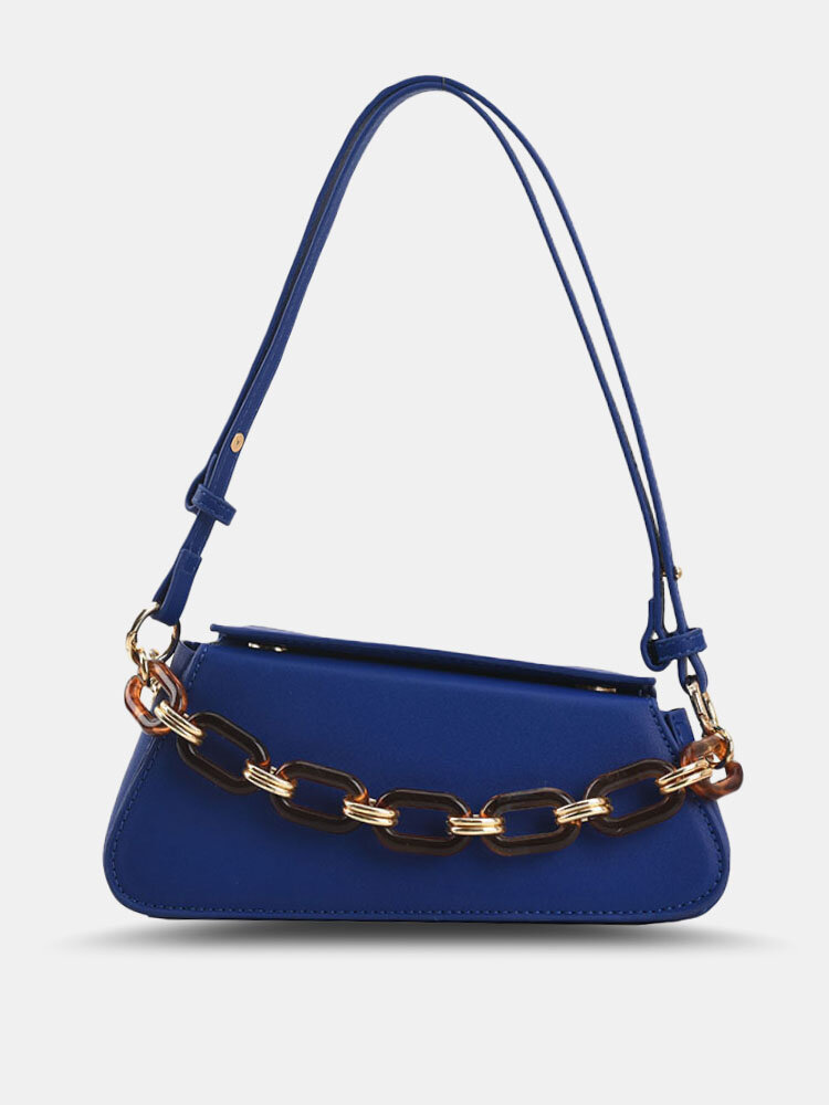Women Faux Leather Fashion Chain Solid Color Crossbody Bag Shoulder Bag