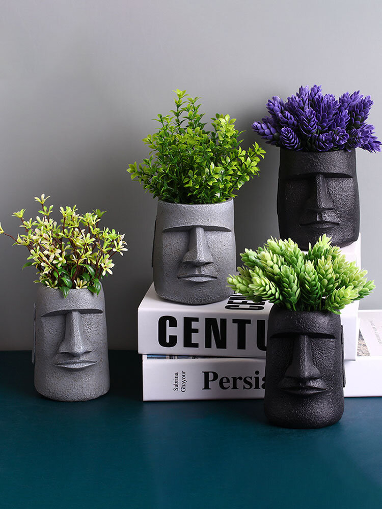 1PC Abstract Human Head Flower Pots Creative Sculpture Desktop Decoration Ornament Flower Arrangement Figurines Artware