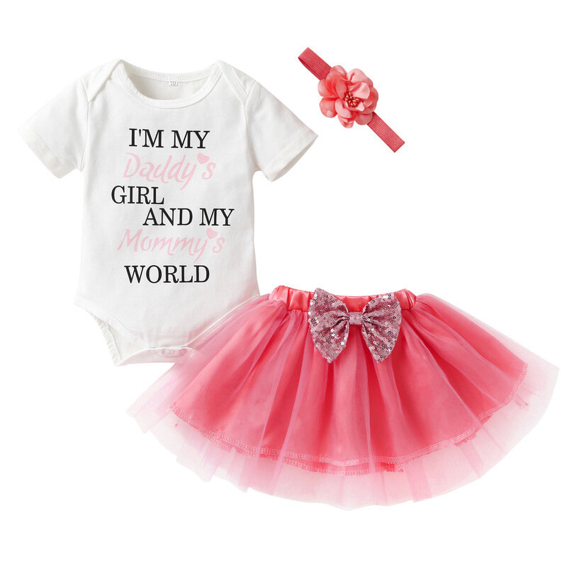 

2pcs Comfy Baby Girls Clothing Sets Romper + Tutu Skirt Set For 0-24M, White