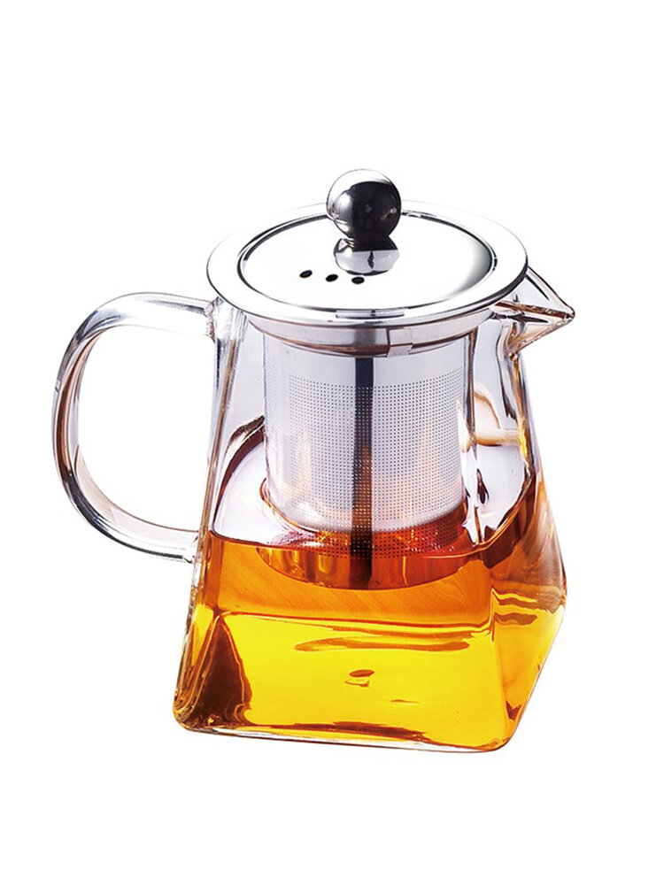 Glass Teapot High Temperature Resistant Loose Leaf Flower Tea Coffee Pot with Infuser Strainer Lid